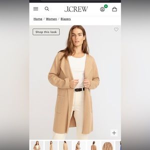 J Crew Juliette Collarless Sweater Blazer